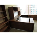 Med Oak C / U Suite Desk w 2 Drawer Lateral File, Overhead